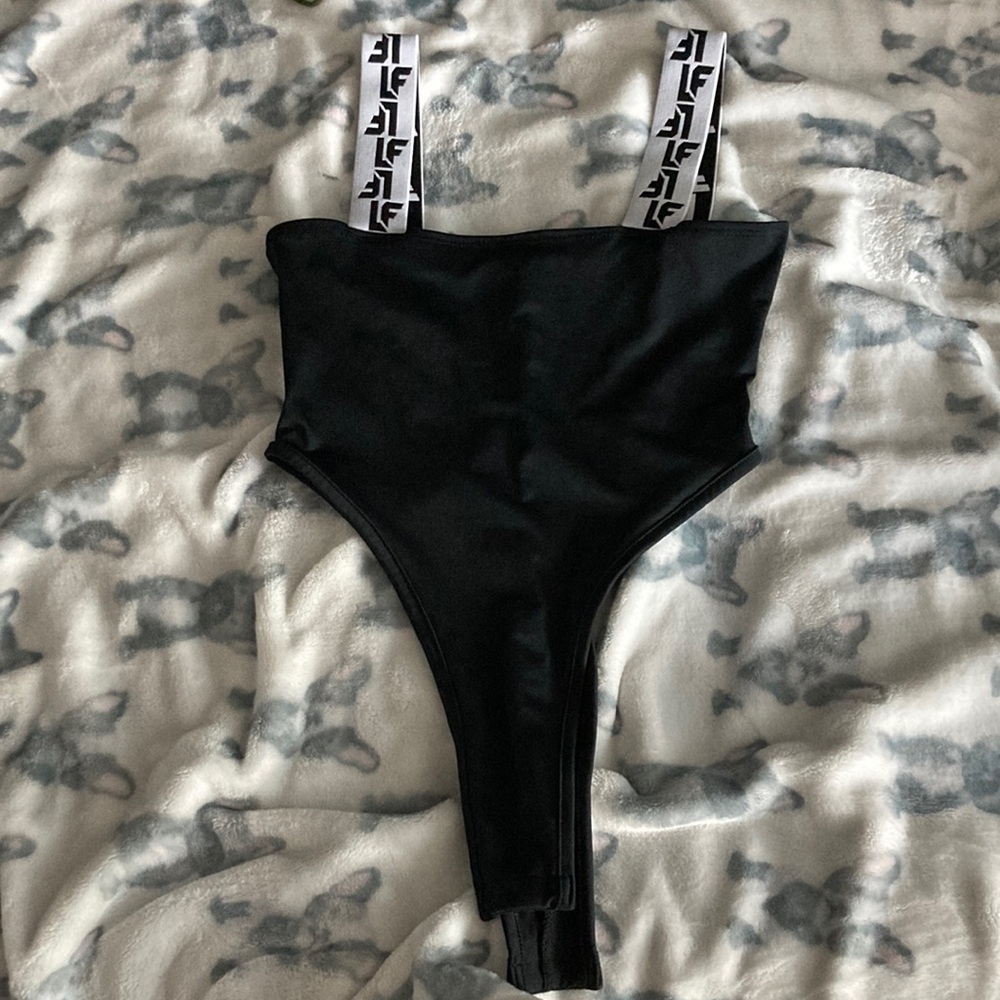 LF black high cut bodysuit